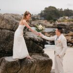 Monterey Beach Destination Elopement Bride and Groom