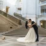 wedding photography next to grand staircase